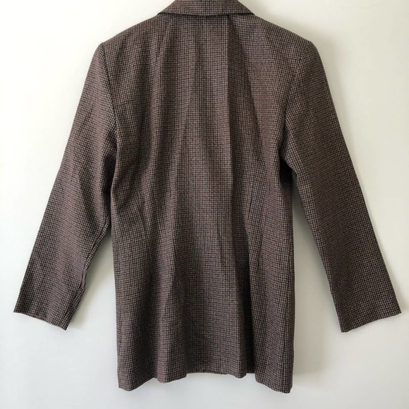 Vintage 90s Double Breasted Blazer Houndstooth Print Brown Red Women's 12 - Picture 5 of 7
